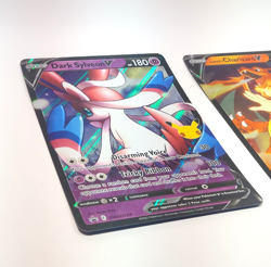 Pokemon TCG Jumbo Oversized Promo Card Set Lance's Charizard V & Dark Sylveon V - Image 2