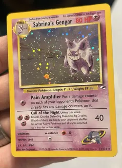 Pokemon TCG Sabrina's Gengar Holo Rare Card 14/132 Gym Heroes with Swirl - Image 1