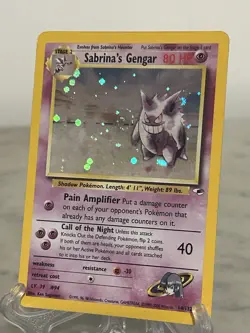 Pokemon TCG Sabrina's Gengar Holo Rare Card 14/132 Gym Heroes with Swirl - Image 2