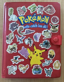 Vintage Red Pokemon Gotta Catch 'Em Card Snap Binder Album Pikachu W/ Stickers - Image 1