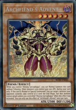 Yu-Gi-Oh Card - BLTR-EN046 - ARCHFIEND'S ADVENT (secret rare holo) - NM/Mint - Image 1