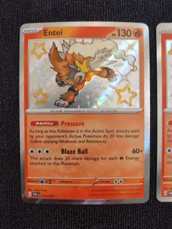 Pokemon TCG 2 Entei Scarlet Violet Paldean Fates Holo Baby Shiny Cards 112/091 - Image 3