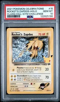 (PSA 10) Pokemon: Celebrations Classic - Rocket's Zapdos #15 - Image 1