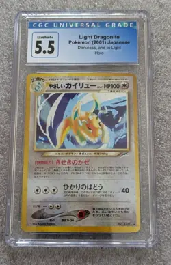CGC 5.5 Light Dragonite Excellent+ Pokemon Japanese Darkness Neo Destiny PSA BGS - Image 1