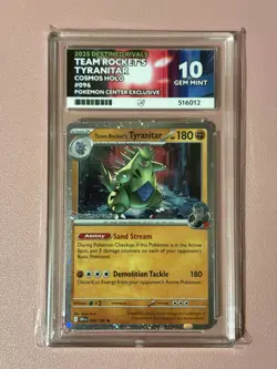 Team Rocket's Tyranitar ACE 10 Grade 096/182 Pokemon center Stamped Promo - Image 1