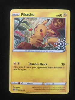 Pokemon TCG Pikachu SWSH153 Holo Promo Snowflake - Image 1