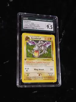 1999 Pokemon Fossil Prerelease Aerodactyl Cosmos Holo 1/62 CGC 9.5 - Image 2