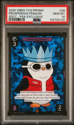 PUDGY PENGUINS VIBES PROSPEROUS PENGUIN 26 SDCC - PSA EXCLUSIVE S PROMO PSA 10 - Image 1