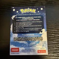 Pokemon Scarlet And Violet Serial Codes Shiny Koraidon or Miraidon UNSCRATCHED! - Image 2
