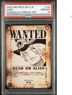 2025 PSA 10 Sabo WANTED SP OP13-120 SEC Parallel ONE PIECE Card Japanese - Image 1