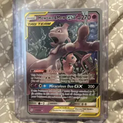 Pokemon Mewtwo Mew Tag Team GX TCG Holo Card Unified Minds 71/236 World Champion - Image 1