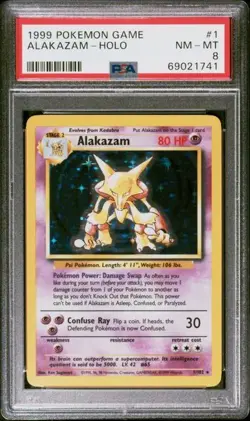 1999 Pokemon Base Set Holo Alakazam #1 PSA 8 - Image 1