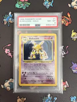1999 Pokemon Base Set Holo Alakazam #1 PSA 8 - Image 5