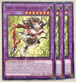 Yugioh! 3x Chevreuil, Hunting Scout of the Deep Forest DOOD-EN085 Common NM - Image 1