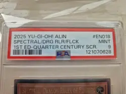 Yugioh ALIN-EN018 Spectral, Dragon Ruler Of Flickers Quarter Century Rare PSA 9 - Image 2