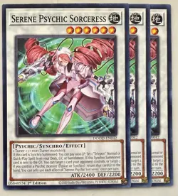 Yugioh! 3x Serene Psychic Sorceress DOOD-EN042 Common 1st Ed NM - Image 1