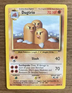 Dugtrio - Base Set - 19/102 - Rare Non Holo - NM - Pokemon Card - EN - WoTC - Image 1