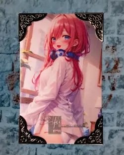 Nakano Miku ACG Waifu Silver Metal Framed Rose Island ACG Goddess Premium Card - Image 1