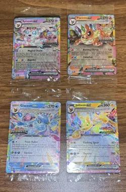 POKEMON Prismatic Evolutions 4 SEALED Stamped Surprise Box EEVEELUTIONS Card Lot - Image 1