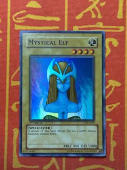 YUGIOH MYSTICAL ELF SUPER RARE 1ST EDITION NEAR MINT LOB-E050 - Image 1