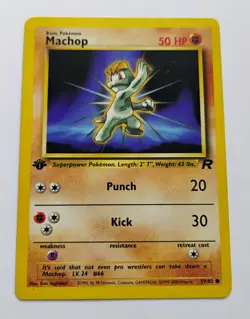 Machop 59/82 1st Edition Team Rocket Pokemon Card NM - Image 1