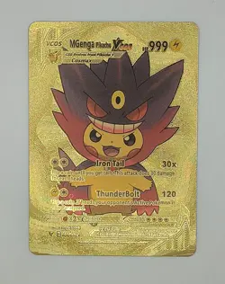 PIKACHU POKEMON GENGA PIKA CARTE CARD HOLO DORE FLASH FOIL MANGA ANIME 26/55 - Image 1