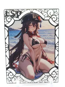 Goddess Story - Silver Metal Waifu Card - Hu Tao - NUMBERED #/200 - Image 1