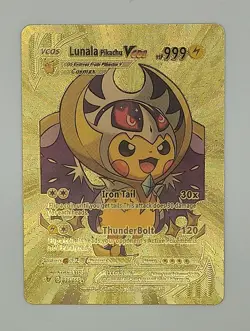 PIKACHU POKEMON LUNALA PIKA CARTE CARD HOLO DORE FLASH FOIL MANGA ANIME 25/55 - Image 1