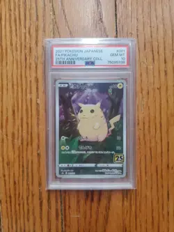 PSA 10 Pikachu 001/028 25th Anniversary Stamped s8a Pokemon Card Japanese 2021 - Image 1