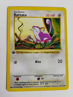 Rattata - 61/102 - 1st Edition Shadowless Base Set - Pokemon Card - Image 1