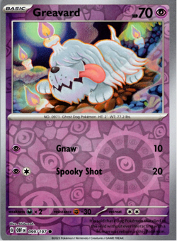 Greavard 099/197 | Obsidian Flames | Common Reverse Holo | NM Pokemon Card - Image 1