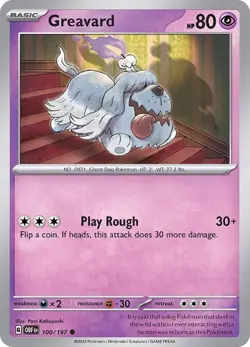 Greavard 100/197 | Obsidian Flames | Common Non Holo | NM Pokemon Card - Image 1