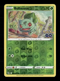 Bulbasaur Reverse Holo Common Pokemon GO 001/078 NM Pokemon LP - Image 1