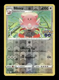 Blissey Reverse Holo Holo Rare Pokemon GO 052/078 NM Pokemon LP - Image 1