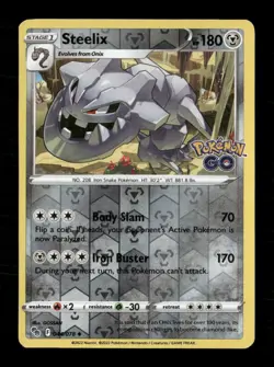 Steelix Reverse Holo Uncommon Pokemon GO 044/078 NM Pokemon LP - Image 1