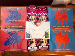 Pokemon Sword and Shield ETB Elite Trainer Box x4 & Marnie Premium Collection X4 - Image 1