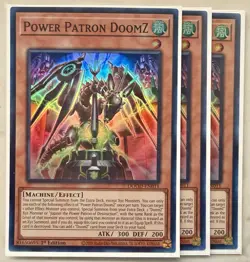 Yugioh! 3x Power Patron DoomZ DOOD-EN011 Super Rare 1st Ed NM - Image 1