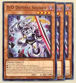 Yugioh! 3x D/D Defense Soldier DOOD-EN002 Common 1st Ed NM - Image 1