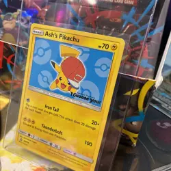 Ash's Pikachu SM113 Sun & Moon Black Star Promo Card Pokemon TCG LP pack fresh - Image 2