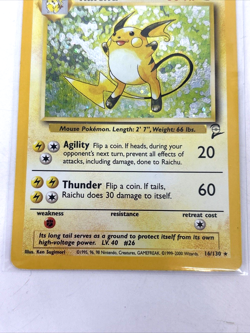 Pokemon Card Raichu 16/130 Base Set 2 Rare Holo WOTC NM - Image 4