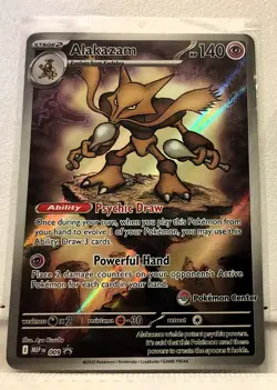 Alakazam Promo Card Mega Evolutions Pokemon Center Stamp Black Star 009 NM - Image 1