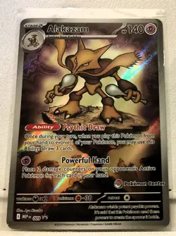 Alakazam Promo Card Mega Evolutions Pokemon Center Stamp Black Star 009 NM - Image 2
