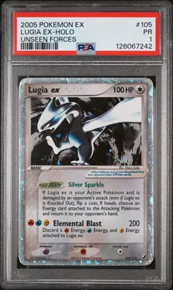 PSA 1 Lugia ex 105/115 EX Unseen Forces 2005 Holo Rare Pokemon Card TCG - Image 1