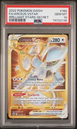 PSA 10 Arceus Vstar 184/172 Pokemon SWSH Brilliant Stars Secret Rare Gold - Image 1