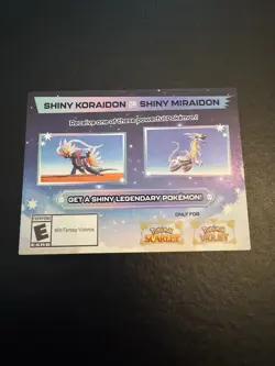 Pokemon Scarlet And Violet Code Shiny Koraidon or Miraidon UNSCRATCHED BRAND NEW - Image 1