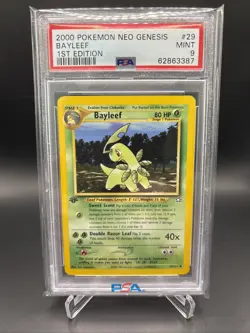 Pokemon Neo Genesis Bayleef #29 1st Edition PSA 9 - Image 1