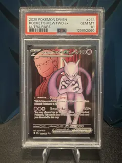 Pokemon TCG Destined Rivals Team Rockets Mewtwo EX Ultra Rare 213/182 PSA 10 - Image 1