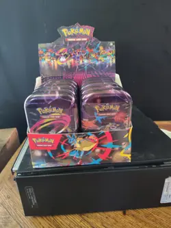 Pokemon TCG Mega Evolution MEGA HEROES MINI TIN DISPLAY Factory Sealed - Image 1