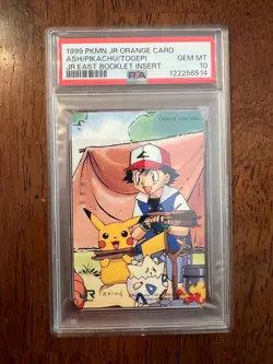 PSA 10 Ash Pikachu & Togepi JR East Orange Card Pokemon Phone 1999 Japanese - Image 1