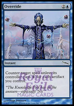 Override 4x FOIL MDN MTG Mirrodin Common MINT blue instant - Image 1